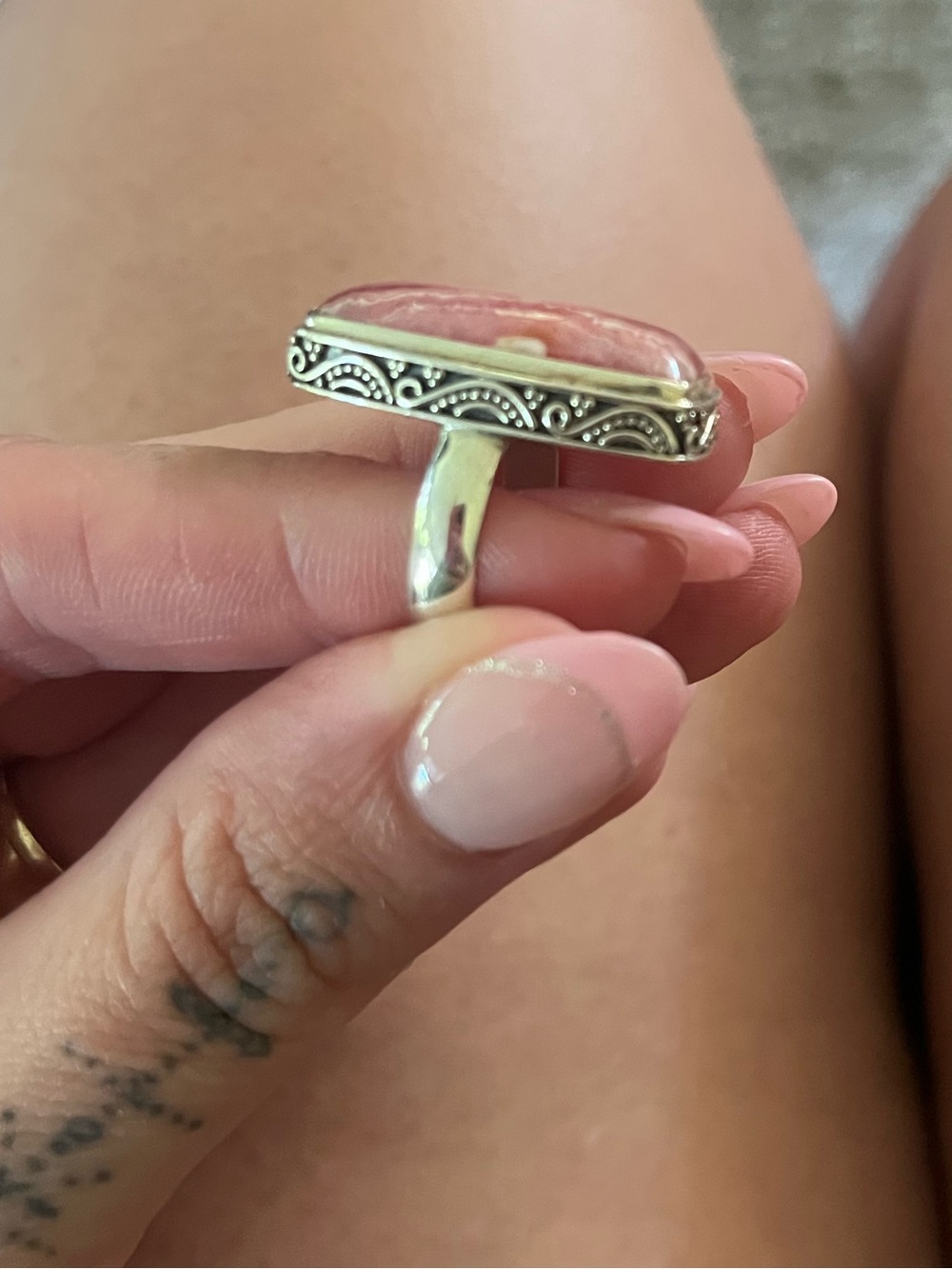 Sterling silver rhodochrosite ring - Picture 3 of 4